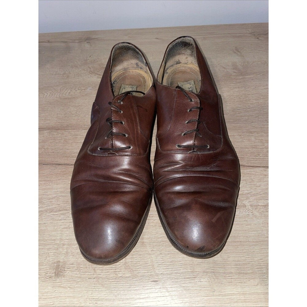 Steeple Gate Italy Brown Leather Oxford Dress Shoes Mens 10D